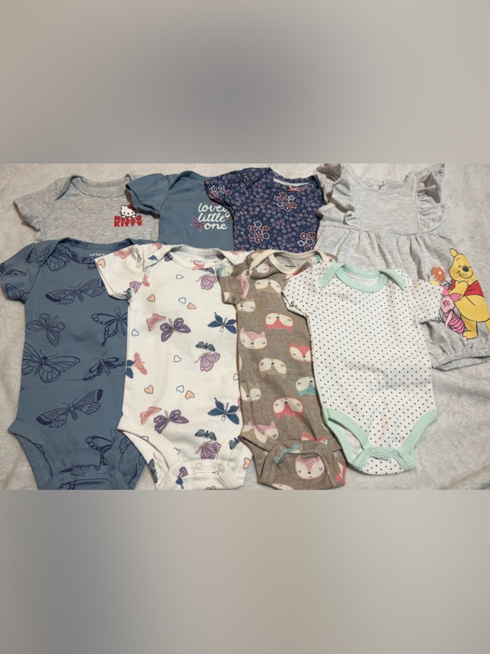 8pc Baby Girl Clothing Bundle 3-6M Carter’s Disney Hello Kitty Lot Set